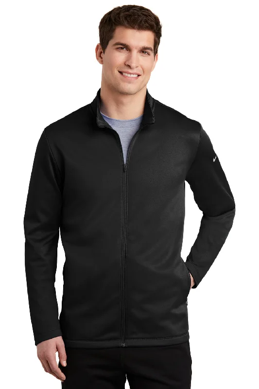 Nike Mens Therma-Fit Moisture Wicking Fleece Full Zip Sweatshirt w/ Pockets - Black