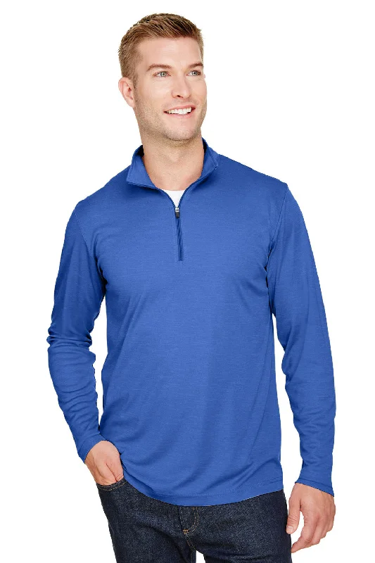 Team 365 Mens Zone Sonic Performance Moisture Wicking 1/4 Zip Sweatshirt - Heather Royal Blue