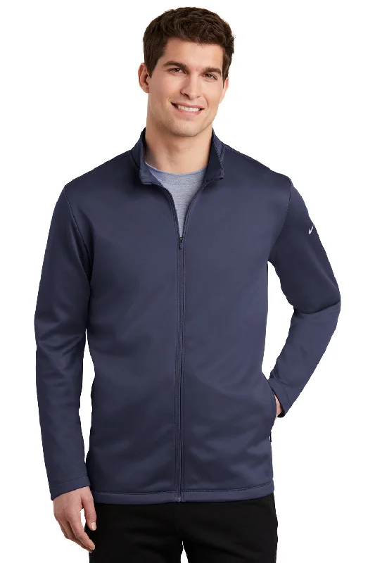 Nike Mens Therma-Fit Moisture Wicking Fleece Full Zip Sweatshirt w/ Pockets - Midnight Navy Blue