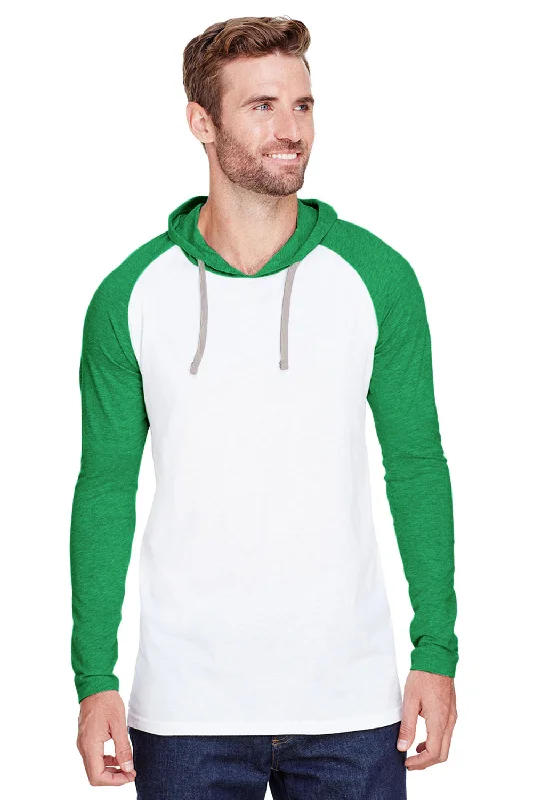 LAT Mens Fine Jersey Hooded Sweatshirt - White/Green