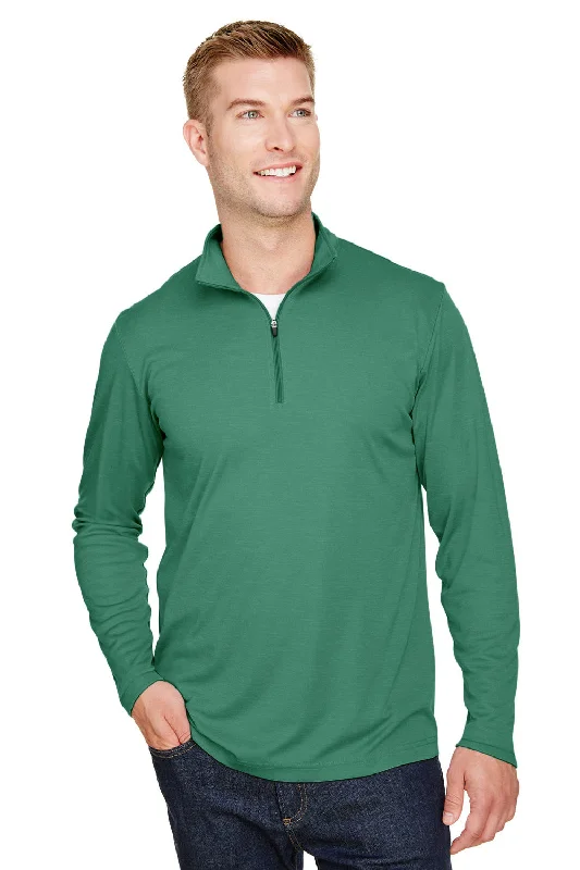 Team 365 Mens Zone Sonic Performance Moisture Wicking 1/4 Zip Sweatshirt - Heather Forest Green