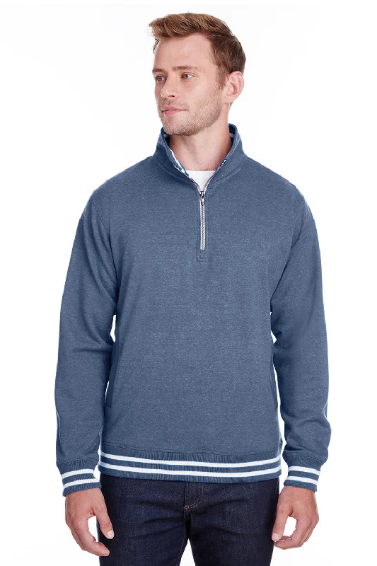 J America Mens Relay Fleece 1/4 Zip Sweatshirt w/ Pockets - Navy Blue - Closeout