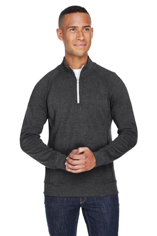 J America Mens Fleece 1/4 Zip Sweatshirt w/ Pockets - Black