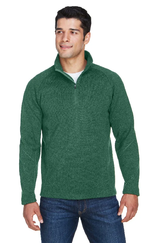 Devon & Jones Mens Bristol Pill Resistant Sweater Fleece 1/4 Zip Sweatshirt - Heather Forest Green