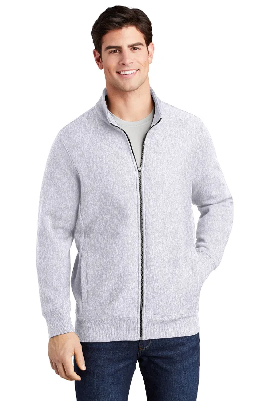 Sport-Tek Mens Full Zip Sweatshirt w/ Pockets - Heather Grey