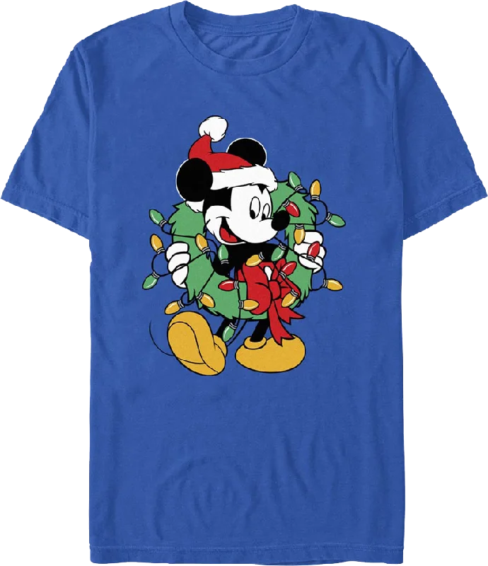 Mickey Mouse Christmas Wreath Disney T-Shirt