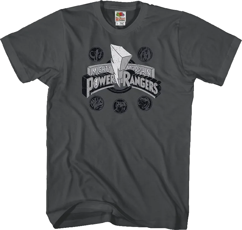 Distressed Logo Mighty Morphin Power Rangers T-Shirt