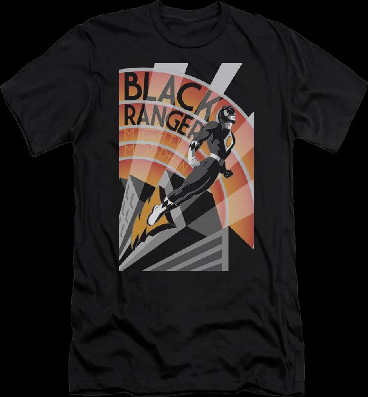 Black Ranger Poster Mighty Morphin Power Rangers T-Shirt