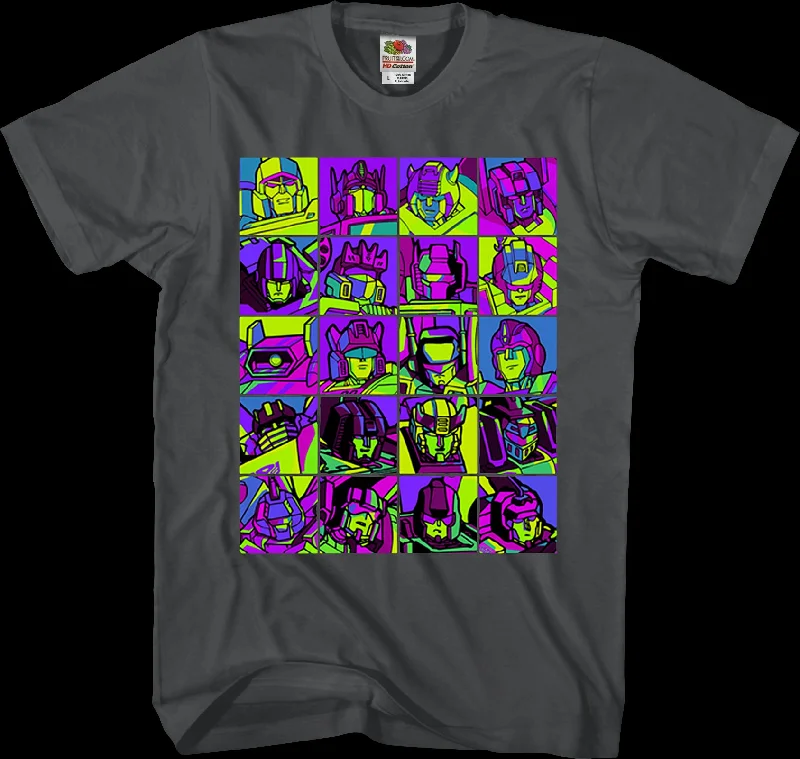 Neon Pop Art Robot Collage Transformers T-Shirt