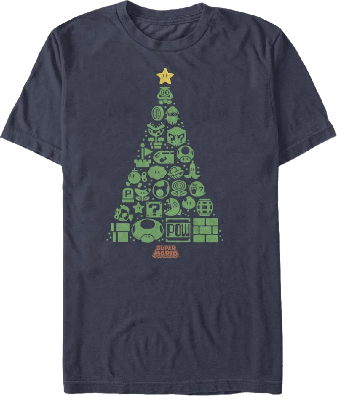 Super Mario Bros. Icons Christmas Tree Nintendo T-Shirt