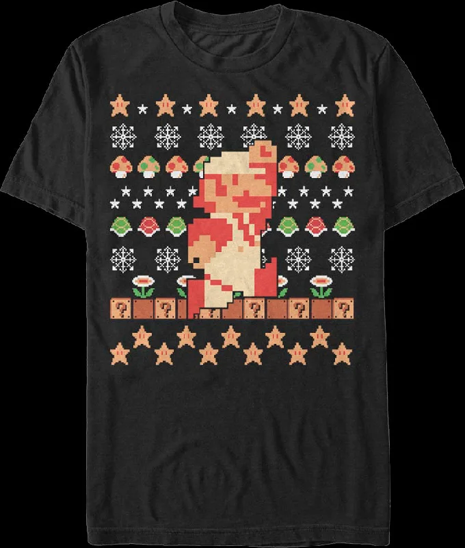 Super Mario Faux Ugly Christmas Sweater Nintendo T-Shirt