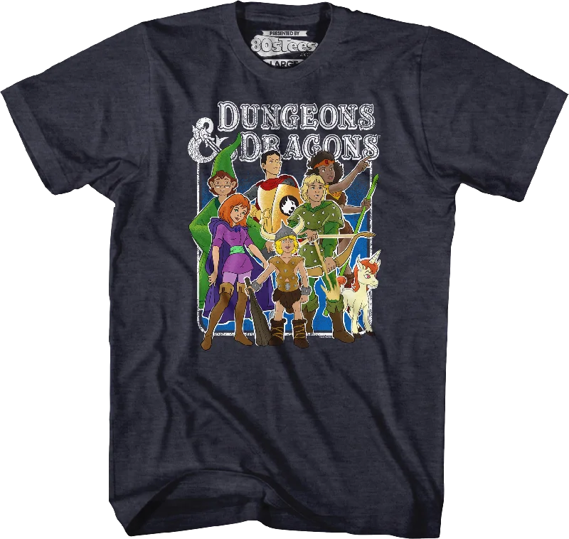 Navy Heather Animated Friends Dungeons & Dragons T-Shirt