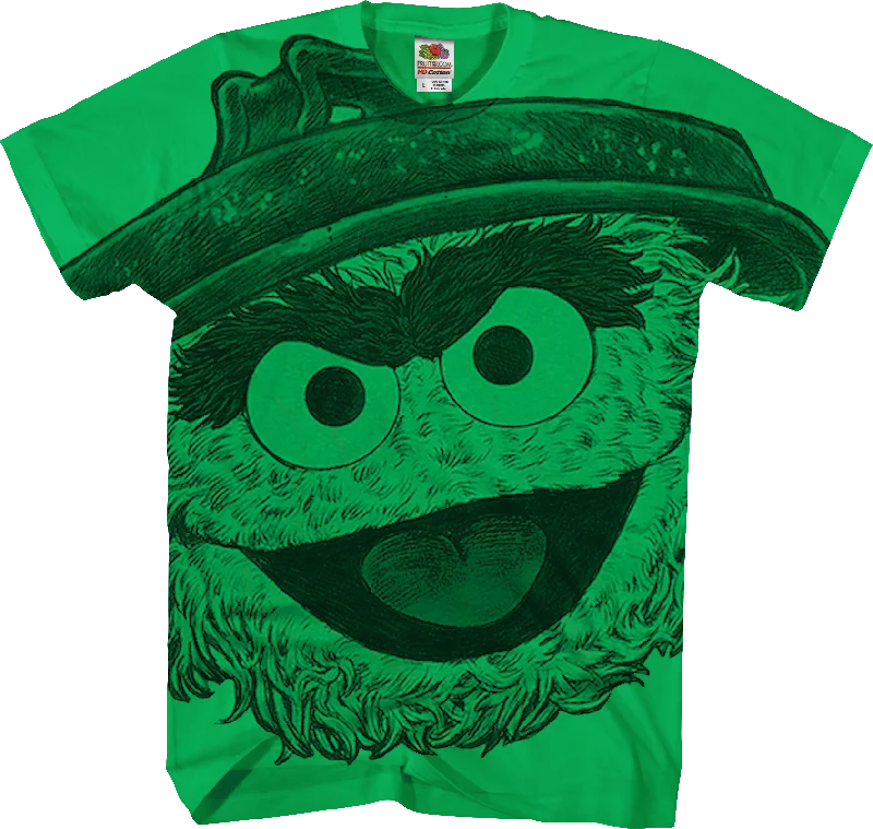 Big Print Oscar The Grouch Sesame Street T-Shirt