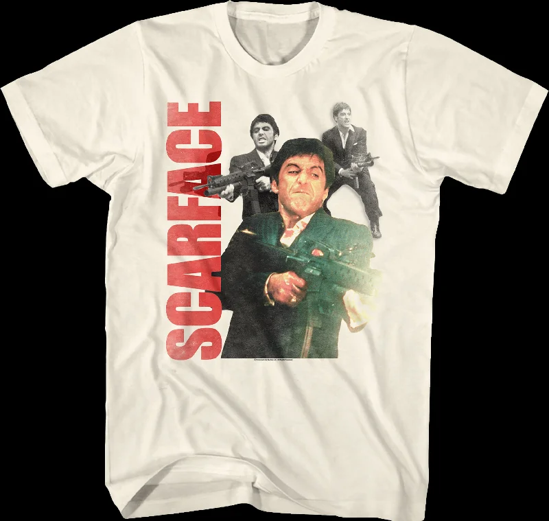 Tony Montana Shooting Collage Scarface T-Shirt