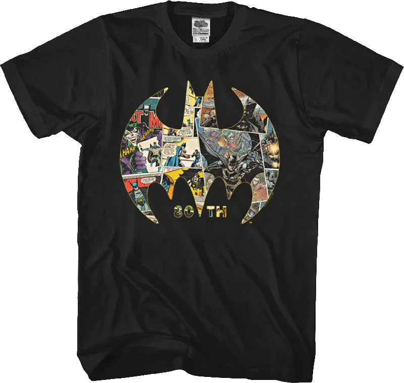 80th Anniversary Bat Symbol Collage Batman T-Shirt