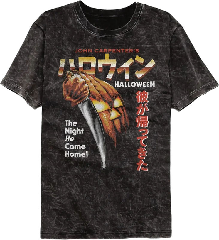 Retro Japanese Poster Halloween Mineral Wash T-Shirt