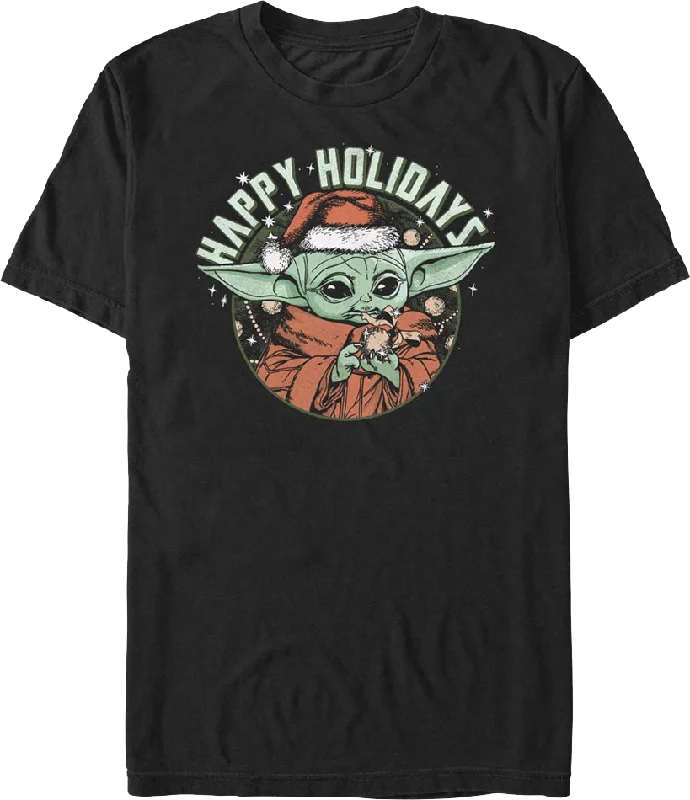 The Child Happy Holidays The Mandalorian Star Wars T-Shirt