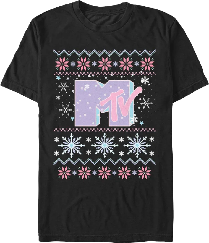 Faux Ugly Christmas Sweater MTV T-Shirt