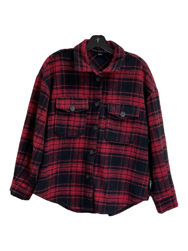 Jacket Shirt By Hyfve In Plaid Pattern, Size: S