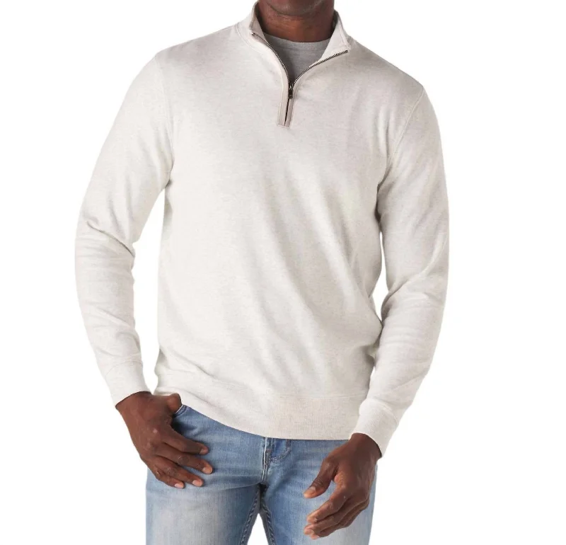 Puremeso Weekend Quarter Zip Sweater In Stone