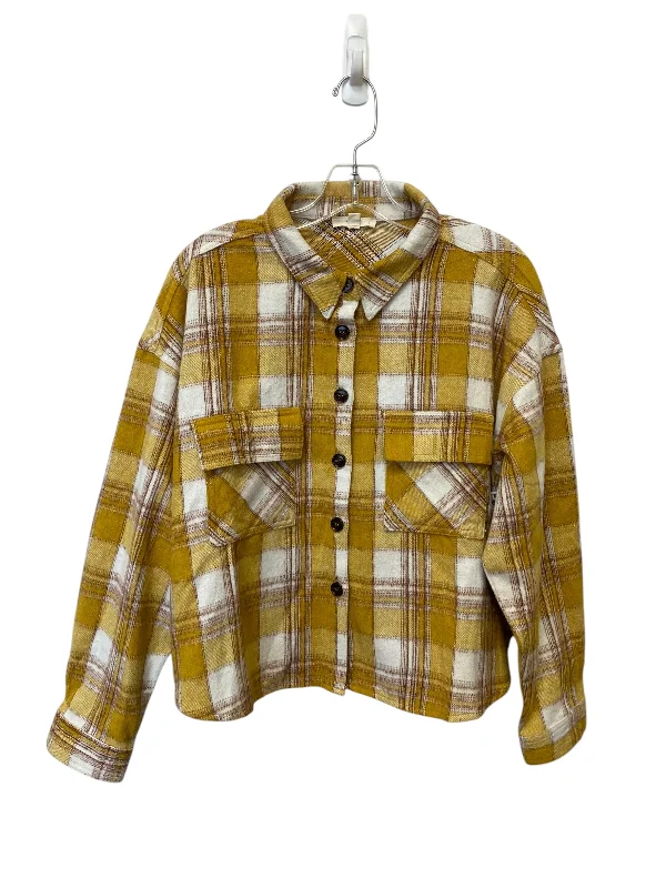 Jacket Shirt By Easel In Yellow, Size: L