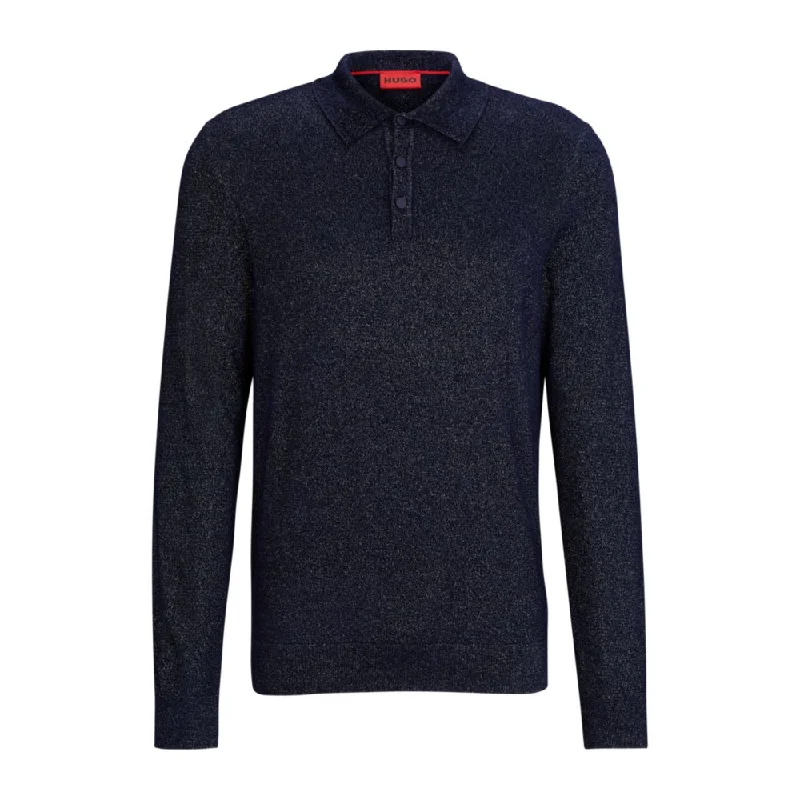 Relaxed-fit sparkle-effect polo sweater