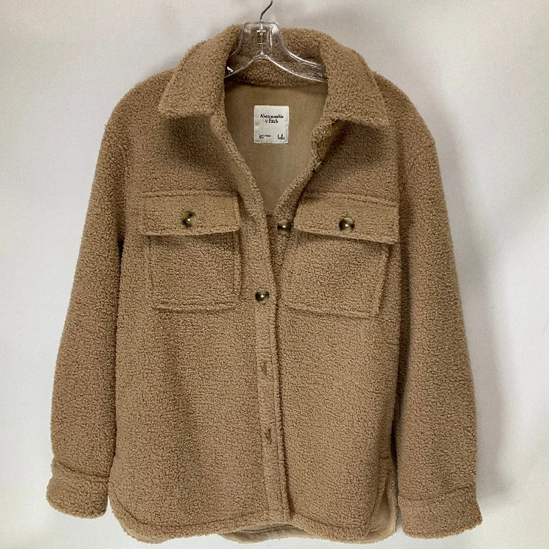 Jacket Shirt By Abercrombie And Fitch In Tan, Size: S