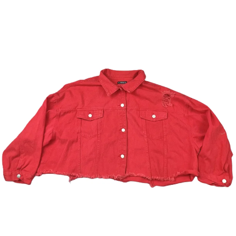 Red Denim Jacket Denim By Shein, Size: 4x