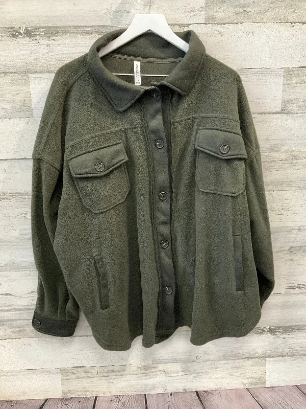 Jacket Shirt By Zenana Outfitters In Green, Size: 3x