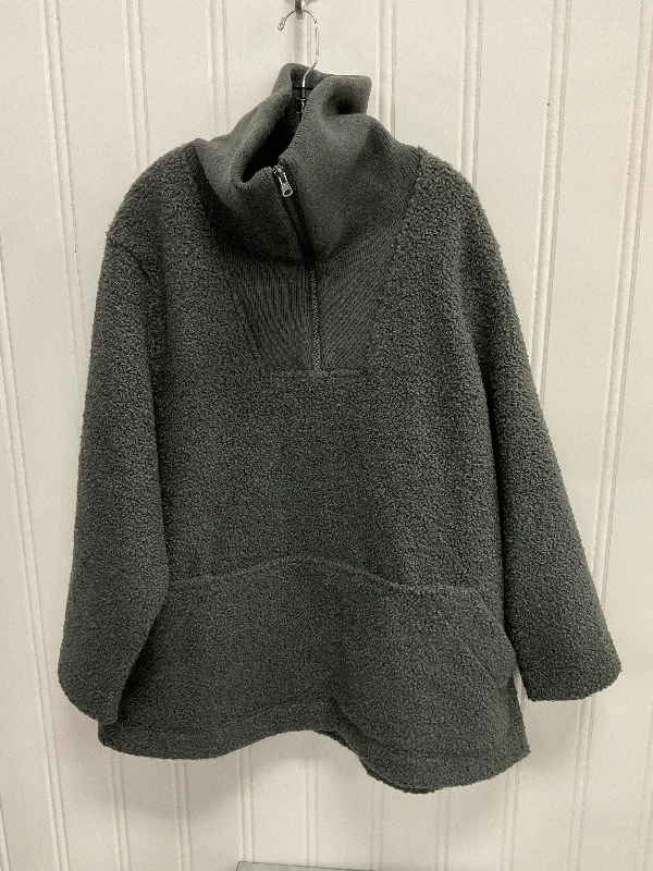 Jacket Faux Fur & Sherpa By Lands End In Grey, Size:2X