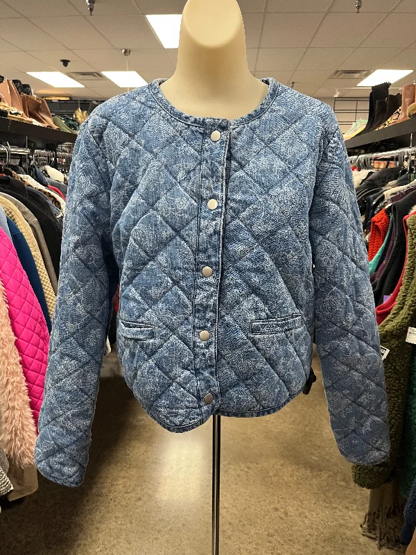 Jacket Puffer & Quilted By Rachel Zoe In Blue, Size: L