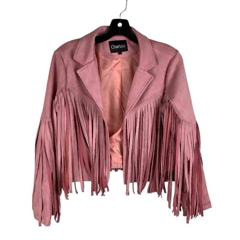 Jacket Moto By Clothes Mentor In Pink, Size: S