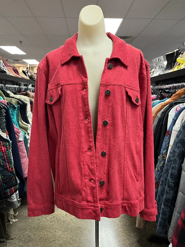 Jacket Denim By Coldwater Creek In Red, Size: 2x