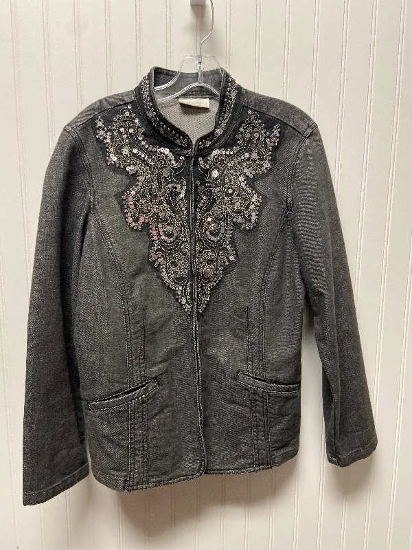 Jacket Denim By Chicos In Black Denim, Size: M