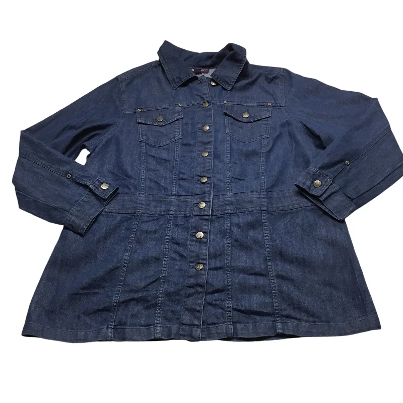 Jacket Denim By Roamans In Blue Denim, Size: 1x