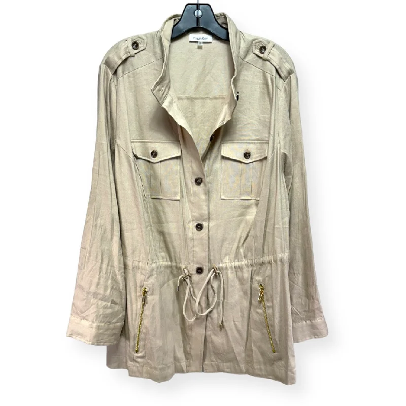 Linen Jacket Other By Calvin Klein In Tan, Size: 2x