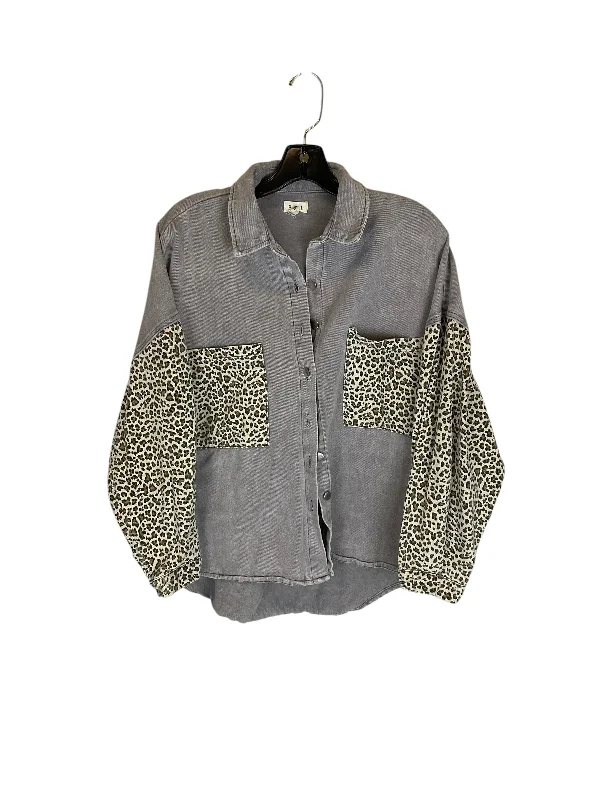 Jacket Shirt By Pol In Grey, Size: S