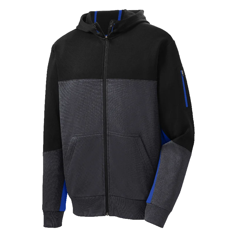 D1550 Mens Fleece Colorblock Full-Zip Hooded Jacket