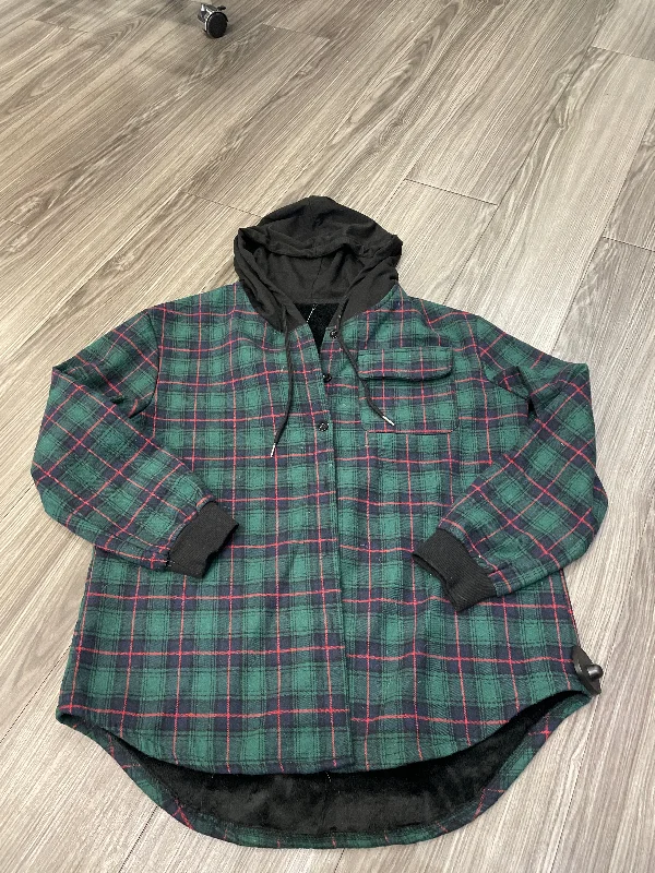 Jacket Shirt By Clothes Mentor In Plaid Pattern, Size: L