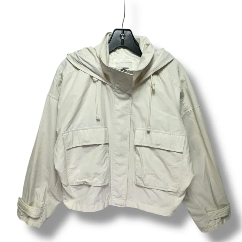 Jacket Windbreaker By Abercrombie And Fitch In Cream, Size: M