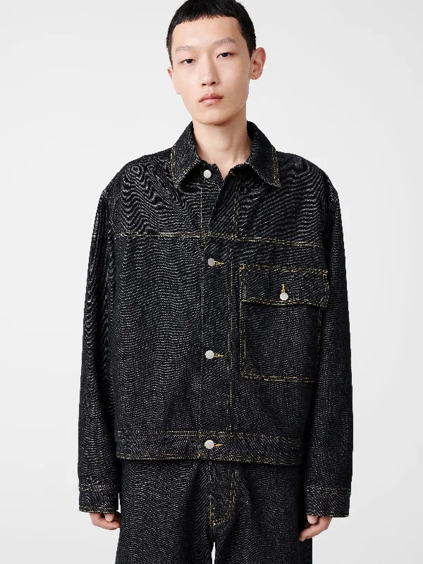 PETAR  ITALIAN DENIM JACKET  IN BLACK