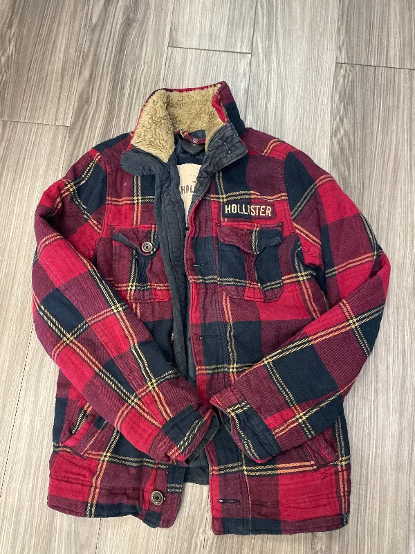 Jacket Puffer & Quilted By Hollister In Plaid Pattern, Size: M