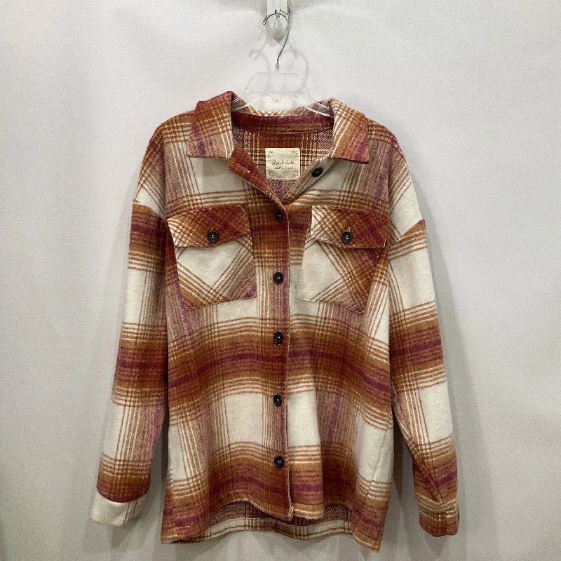 Jacket Shirt By Altard State In Brown & Pink, Size: M