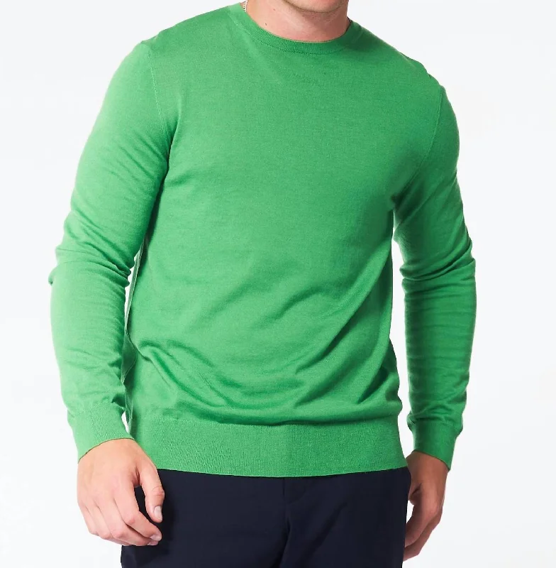 Crew Neck Sweater In Grass Green