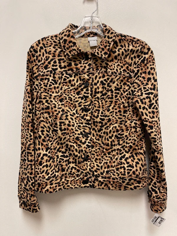 Jacket Denim By Chicos In Animal Print, Size: S