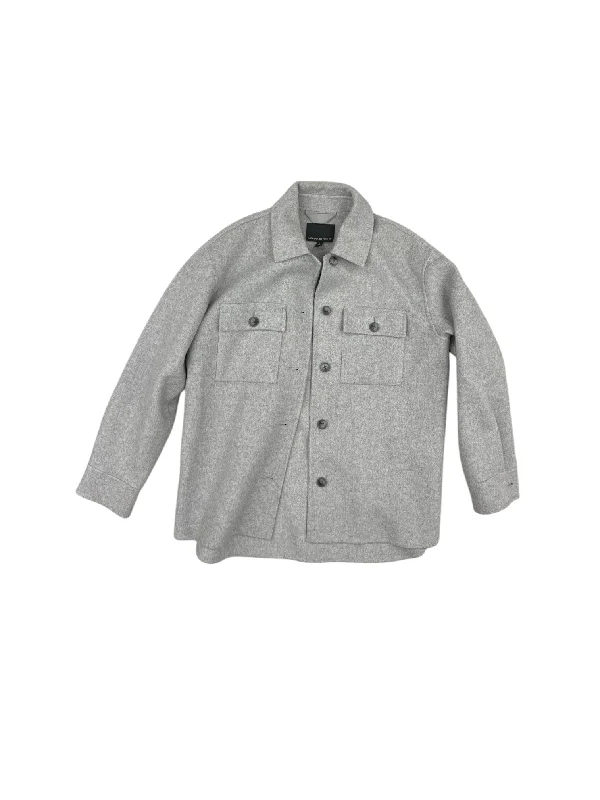 Jacket Shirt By Banana Republic In Grey, Size: S