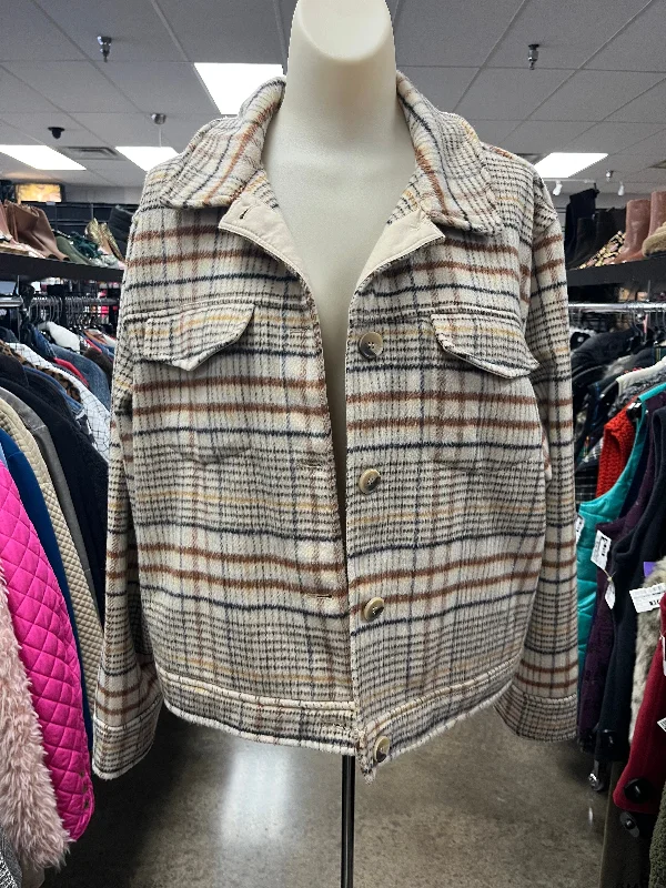 Jacket Shirt By Joie In Tan, Size: L