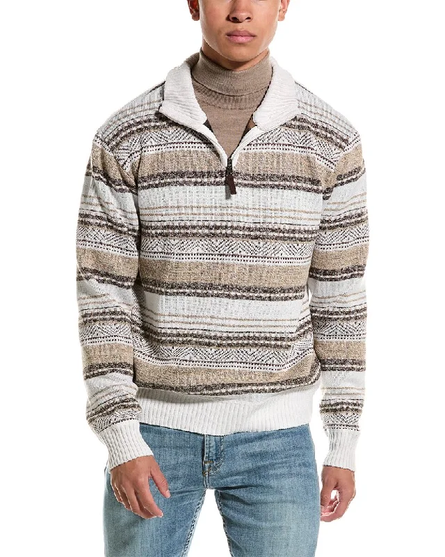 Point Zero Mock Zip Striped Texture 1/4-Zip Sweater