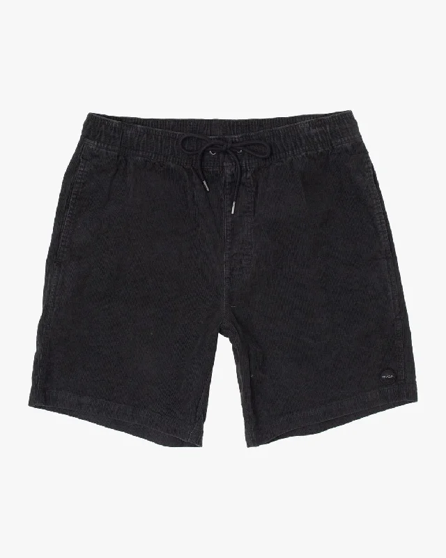 Escape 17" Elastic Waist Corduroy Shorts - Black