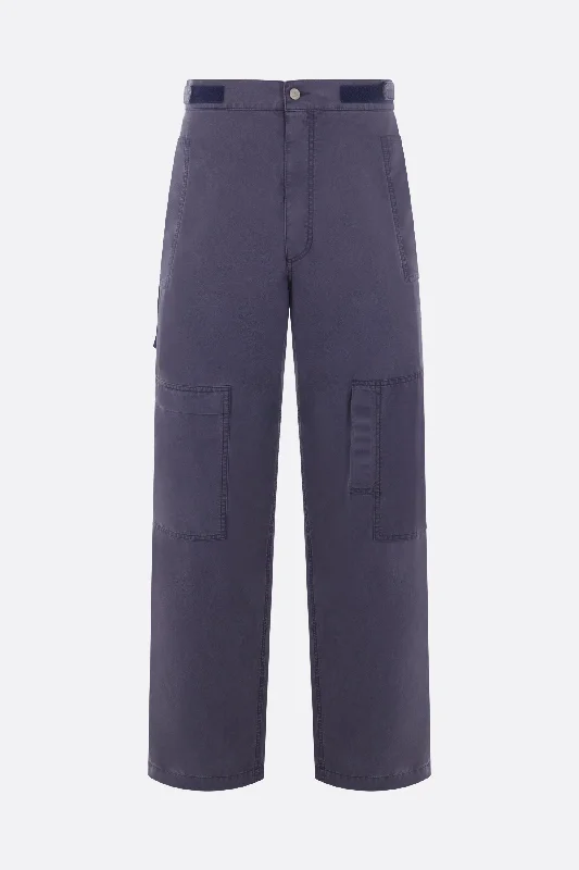 straight-leg cotton blend trousers